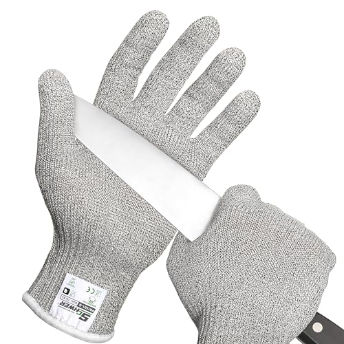 Schwer SlicePro ANSI A9 Cut Resistant Gloves, Food Grade Cutting Gloves for Kitchen Food Prep, Mandoline Gloves for Meat Cutting, Oyster Shucking, Fish Fillet Processing, PR1501-G, XL - color: Grey, size: X-Large