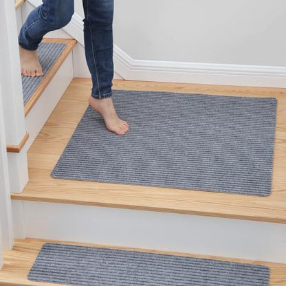 MBIGM Non-Slip Carpet Stair Tread Mat 30" x 30" Landing Rug-Matching Mat Non-Skid Safety Rug Slip Resistant - Light Gray - color: Light Gray, size: 2'6" x 2'6" - 1 pcs