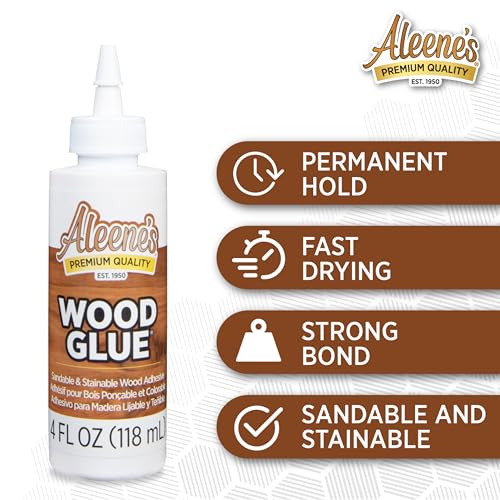 Aleene's DIY Wood Glue, Sandable, Stainable, Paintable Wood Bond, Permanent Hold, Nontoxic, Fast Drying, 4 fl oz 3-Pack - size: 4 fl oz - 3 Pack