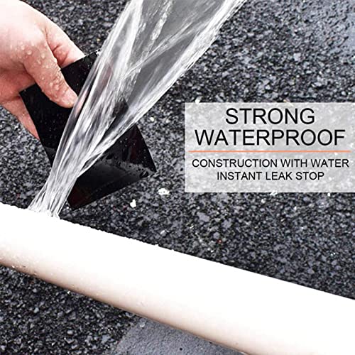 Flexible Rubberized Waterproof Tape, 4 in x 5 ft Patch & Seal Tape for Leaks, Working Underwater, Indoor Outdoor Use - Home RV Roof Plumbing and Pool Repairs, Black