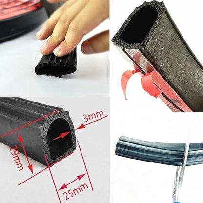 Self-Adhesive D Shape Door Rubber Seal Strip,1" RV Slide Out Seal EPDM Rubber, Weather Stripping for Fill Gaps,Apply to Car,Truck,RV,Boat and Home Application (8ft)