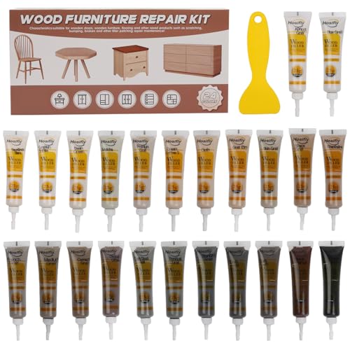 Wood Furniture Repair Kit, 24 Colors Wood Touch up Filler, Repair Scratch, Cracks, Stains, Discoloration for Wood Furniture, Door, Cabinet, Floor, Table Surface Wood - Gray Series - color: Gray Series