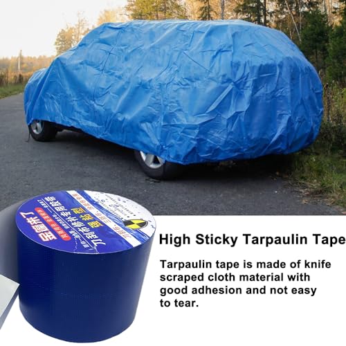 Tarpaulin Repair Tape, 3.15IN*16.4FT Blue Waterproof Tarp Repair Tape Patch, Heavy Duty RV Covers Tent Repair Tape for Truck Camper Travel Trailer Boat Covers - color: Blue