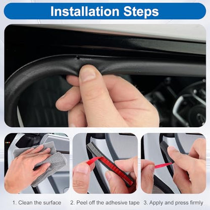 10 Ft Car Door Seal - D Shaped Rubber Weather Stripping Door Seal - Self Adhesive Soundproofing Weatherstripping for Car Window Truck Auto RV