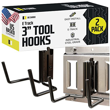 DC Cargo Mall Dual Arm Tool Hook Hanger E Track Accessories 3" Deep (2 Pack) - Garage Wall Mount, Truck, Enclosed Trailer, Storage System - size: 2 Pack