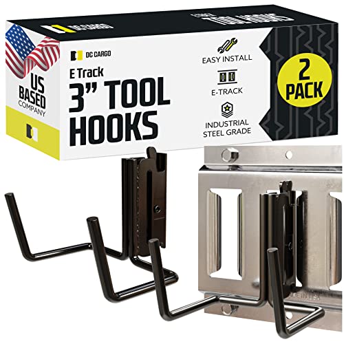 DC Cargo Mall Dual Arm Tool Hook Hanger E Track Accessories 3" Deep (2 Pack) - Garage Wall Mount, Truck, Enclosed Trailer, Storage System - size: 2 Pack