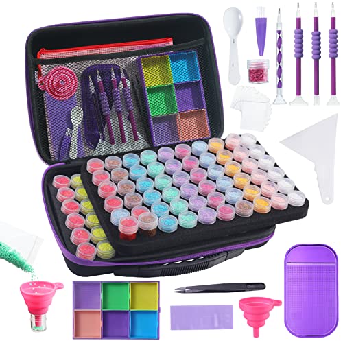 Douorgan Diamond Painting Storage Containers Accessories and Tools Portable Diamond Painting Organizer Shockproof Diamond Art Storage Case Jewelry Beads Storage Box (120 Mini Jars) - size: Medium - 120 Mini Jars