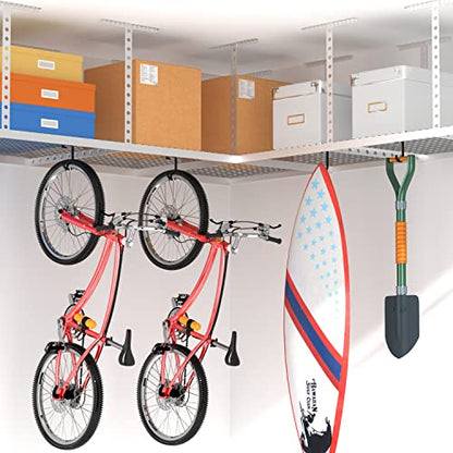 bussdis Thickened Bike Hooks for Garage Ceiling Rack: Heavy Duty Overhead Storage Rack Hook for Bicycle, Hold 50 lb, Safe Rack Bike Hanger, Metal, 4 Pack - color: Black