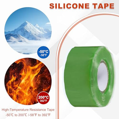uxcell 2 Pcs Self Fusing Silicone Tape, 1" x 10ft Waterproof Water Leak Sealing Tape for Plumbing Pipe Hose Repair Handles, Green - color: Green, size: 1" x 10ft