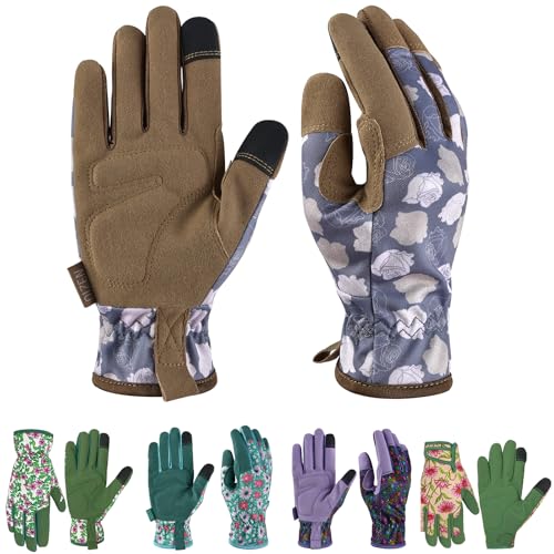 Gardening Gloves for Women and Men, Garden Gloves with Touch Screen, Thorn Proof Puncture Resistant Working Gloves, Gardening Gifts for Women, Size Medium - color: Rose Flower, size: Medium