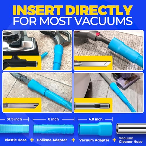 Holikme 2 Pieces Dryer Vent Cleaner Kit, Dryer Lint Vacuum Attachment and Flexible Dryer Lint Brush, Dryer Vent Vacuum Hose Attachment,Blue - color: Blue