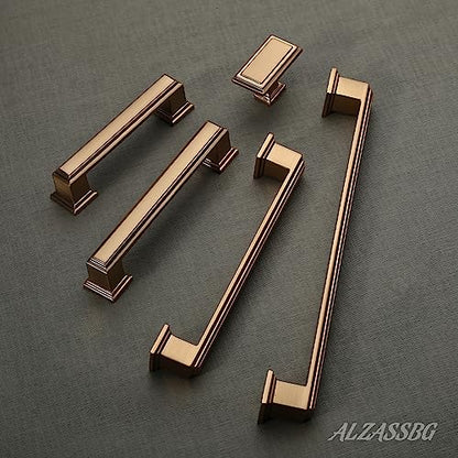 Alzassbg 10 Pack Champagne Bronze Cabinet Pulls, 5 Inch(128mm) Hole Center Cabinet Handles Kitchen Pulls for Cabinets and Drawer AL3071TGP - color: Champagne Bronze, size: 5" Hole Center