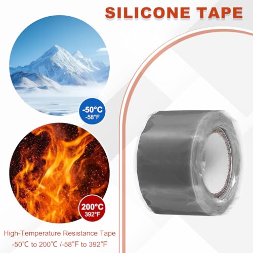 uxcell 2 Pcs Self Fusing Silicone Tape, 1" x 5ft Waterproof Water Leak Sealing Tape for Plumbing Pipe Hose Repair Handles, Grey - color: Grey, size: 1" x 5ft