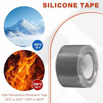 uxcell 2 Pcs Self Fusing Silicone Tape, 1" x 5ft Waterproof Water Leak Sealing Tape for Plumbing Pipe Hose Repair Handles, Grey - color: Grey, size: 1" x 5ft