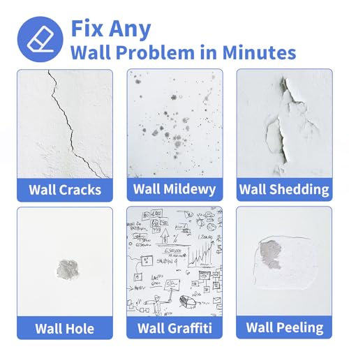 YKF Drywall Repair Kit (18 oz) - Spackle Paste with Scraper & Self-Adhesive Mesh - Quick Dry Waterproof Wall Repair for Holes, Cracks, Nail Holes, Dents - White - style: 18 oz Kit (with Scraper & Mesh Tape)