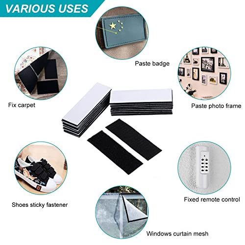 BRAVESHINE Heavy-Weight Hook and Loop Strips with Adhesive - Strong Sticky-Back Fasteners - Double Sided Mounting Tape for Home or Office Use Holds Picture Frame and Tools - 15 Pack 1.2x4 Inch