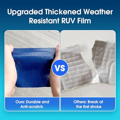 Blue Waterproof Butyl Sealant Tape with Strong Adhesive,Heavy Duty Duct Tape for Pool Cover,Pool Liner Repair,RV Awning,Camper Patch,Pipe,Boat Leak Sealing,Roof Crack and Holes,Gutters Fix(4" x 16Ft) - size: 4In*16Ft