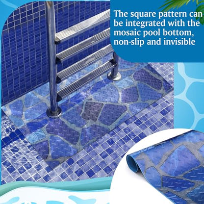Drydiet Above Ground Ladder Mat, Swimming Protective Nonslip Step Pad with Texture, Pool Essentials Accessories for Floor Liners and Stairs, Marble Pattern(36 x 16 Inch) - size: 36 x 16 Inch