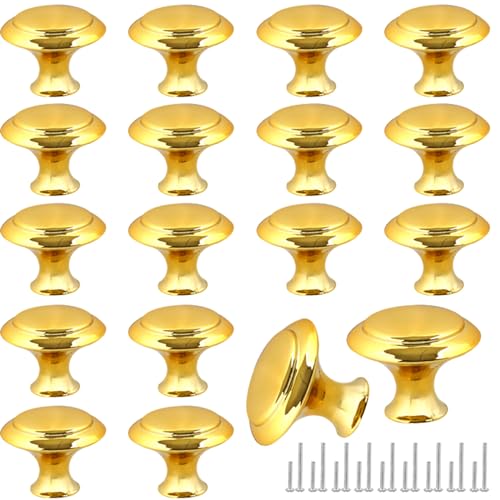 Romeda 18-Piece Drawer Knobs - 30mm Golden Cabinet Knobs and Pulls for Dresser, Kitchen, and Cabinet Drawers - color: 18 Pack | Round-type Gold