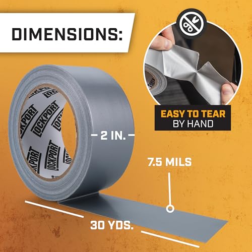 Lockport Duct Tape Heavy Duty Waterproof - 30 Yards x 2 Inch - 12 Roll Pack Silver Duct Tape Bulk Pack - No Residue, Flexible, Strong, All-Weather and Easy Tear - Grey Heavy Duty - size: 12-Pack (Value Pack)