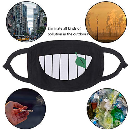 24pcs Kawaii Cotton Mask, Unisex - Black Cartoon Mouth Mask