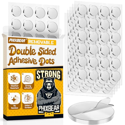 PHIXBEAR Upgraded 360Pcs Double Sided Tape Sticky Dots with Pull Tab, Removable Adhesive Mounting Putty No Trace Dots, 0.6" Clear Sticky Tack for Museum Picture Crafts & DIY