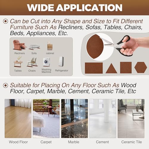4 Pack Premium Non Slip Furniture Rail Pads for Hardwood Floors, 30in Rubber Recliner Chair Floor Protectors, Anti Slip Furniture Grippers Recliner Pads to Keep Furniture from Sliding on Floor Brown - size: 4 Pcs Rail-Brown