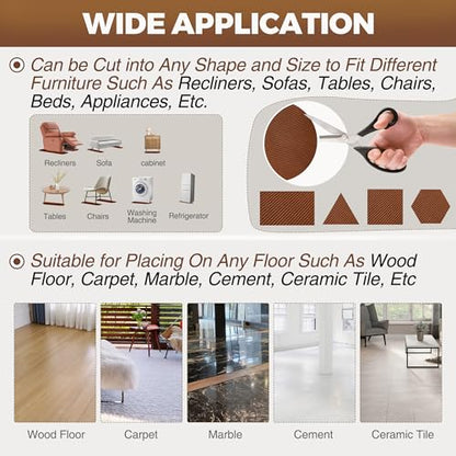 4 Pack Premium Non Slip Furniture Rail Pads for Hardwood Floors, 30in Rubber Recliner Chair Floor Protectors, Anti Slip Furniture Grippers Recliner Pads to Keep Furniture from Sliding on Floor Brown - size: 4 Pcs Rail-Brown