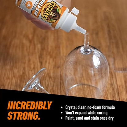 Gorilla Clear Glue, 3.75 Ounce Bottle (Pack of 1) - Crystal Clear, All Purpose, and Water Resistant - size: 1 - Pack, style: 3.75 Ounce