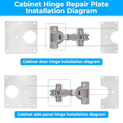 8 Pcs Cabinet Hinge Repair Plate Set Stainless Steel Cabinet Hinges Repair Fixing Metal Plates Kitchen Cupboard Door Hinges Brackets Household Cabinets Repairs Board with Mounting Screw
