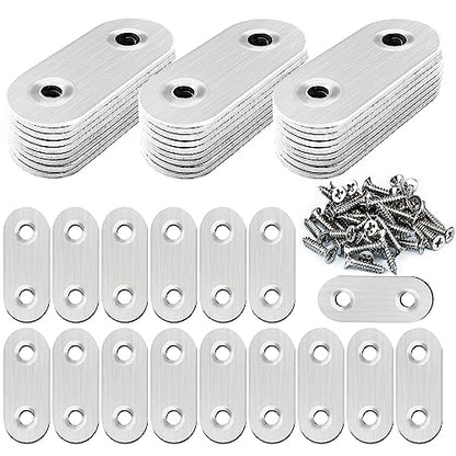 40 Pcs Stainless Straight Bracket (1.57*0.63 inch) Flat Straight Braces, Metal Fixed Connecting Plate, Can be Used to Repair Furniture, Bookcase, Table,Chair Legs, Beds Etc. with 80 Pcs 304 SS Screws - size: 40mm / 40 Pcs