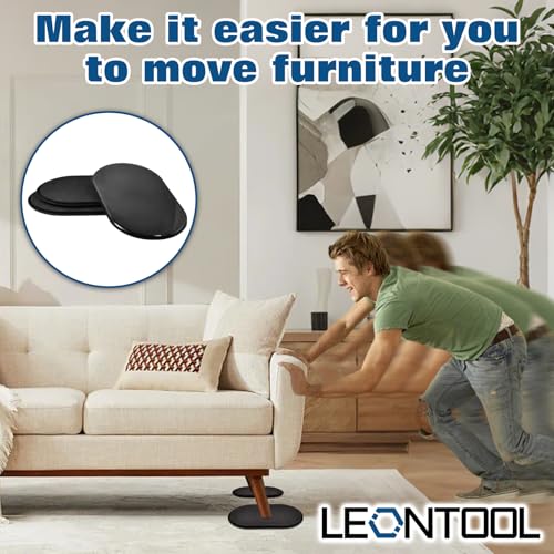 8 Pack Large Furniture Movers Sliders for Carpet and Hardwood Floors, 9 1/2" x 5 3/4" Reusable Oval Plastic Moving Pads for Heavy Furniture Sliders, Effortless Moving and Surface Protection