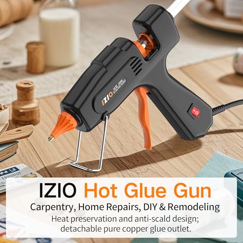 IZIO100W Hot Glue Gun Kit, Fast Heating for DIY Crafts Home Repair, Includes 21 Glue Sticks, Anti-Scald Nozzle, Pouch - color: Blue