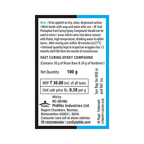 MSEAL Pidilite M-Seal PHATAPHAT Fast Curing EPOXY Compound 4 x 25g