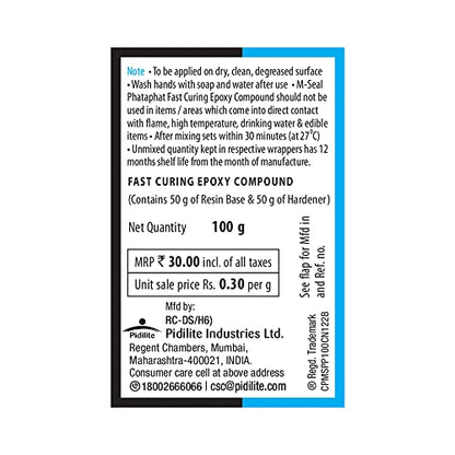 MSEAL Pidilite M-Seal PHATAPHAT Fast Curing EPOXY Compound 4 x 25g