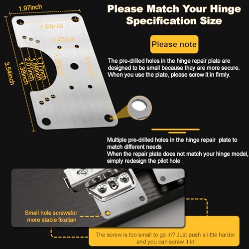 6 Pcs Cabinet Hinge Repair Plate, Hinge Repair Board, Cabinet Hinges Repair Brackets with Screws, Metal Hinges Repair Fixing Plates - size: Small