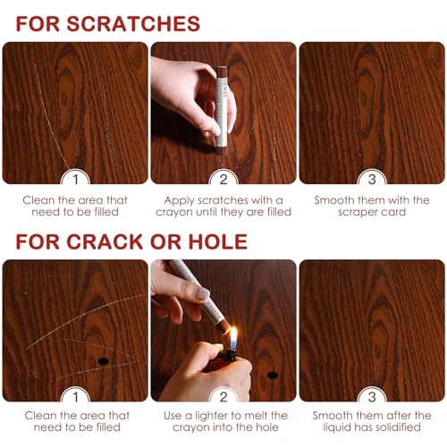 DEWEL Wood Filler Sticks, 10 Pcs Furniture Crayons for Scratches, Touch Up Wax Sticks, Upgrade Furniture Repair Wax Crayons Kit for Scratches, Holes, Floor, Table, Laminate, Carpenters - size: 1 Count (Pack of 10)