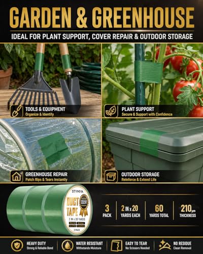 Green Duct Tape Heavy Duty: 3Rolls*2IN*20Yards Wide Waterproof Outdoor Duck Furniture Repair Tape Bulk - Strong Adhesive Weather UV Resistant No-Residue Masking Tapes Patterns Variety - color: Green, size: 3*2in*20yards