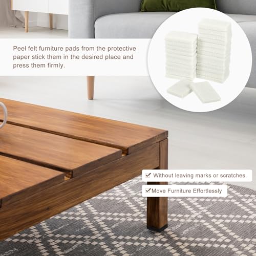 uxcell Furniture Pads, 24Pcs 1.4"x0.9" - Rectangle Self Adhesive Felt Furniture Pads, Hardwood Floor Protectors for Furniture Feet Chairs Legs (Beige) - color: Beige