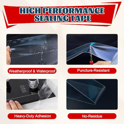 Transparent Window Weather Sealing Tape 2 Inch x 33 FT Weather Stripping Residue-Free Clear Window Insulation Caulk for Shower Glass Gaps and Clear Tape Doors Windows Windproof - size: 2 IN - 33 Ft Clear - 0.2 Mils