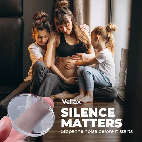 Large 2" Door Knob Wall Protectors – 6 Clear Self-Adhesive Silicone Bumper Pads in Damp Button Shape – Noise Dampening Wall & Furniture Guards by VELLAX - style: Damp Buttons