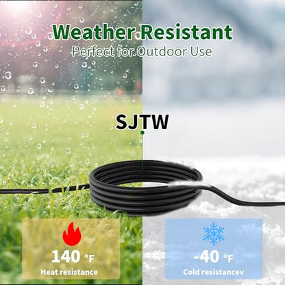 2 Way Power Cord Splitter Cable 15 Ft-3 Prong 1 to 2 Extension Cord-Outlet Saver-Elecan Male to Female Y Splitter Power Extension Cable Strip–UL Certified SJTW 16 Gauge 13 A/125 V–Black - size: 15 FT