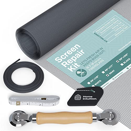 59x106 inch Windows and Screen Door Replacement Repair Kit with Tool Set for Easy Installation, Grey - color: Gray, size: 59" x 106"