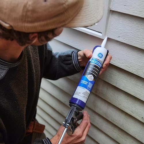 GE All Purpose Silicone Caulk, Clear, 10 fl oz Cartridge, 12 Pack - 100% Waterproof Silicone Sealant, Stronger Adhesion, Freeze & Sun Proof - color: Clear, style: 12 Pack