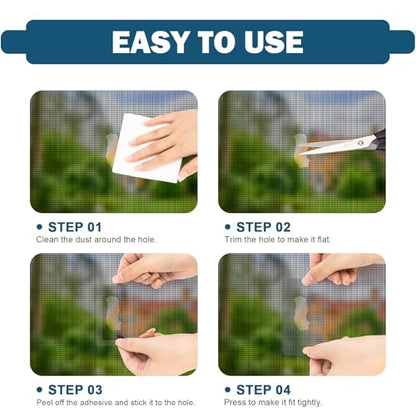 48 Sheets Window Screen Patches Repair Kit, 4 Sizes Window Screen Repair Tape, Strong Adhesive, Fiberglass Quick-Access (Black)
