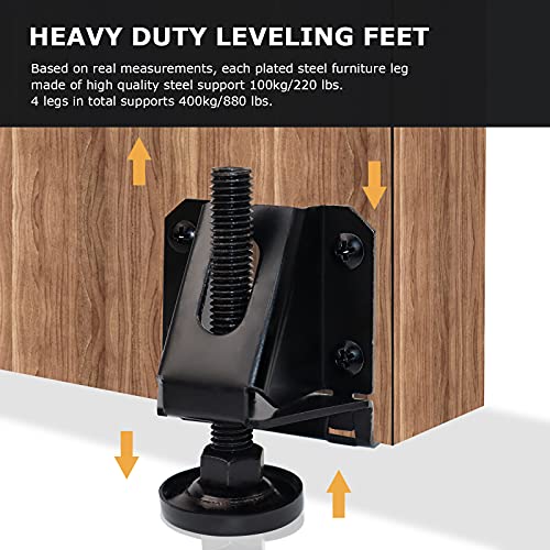 LOSCHEN 4 PCS Heavy Duty Adjustable Leveling Feet for Furniture,Hexagon Nuts Lock Furniture Legs Levelers,for Table, Cabinets, Workbench,Shelving Units and More - size: 4 Pcs