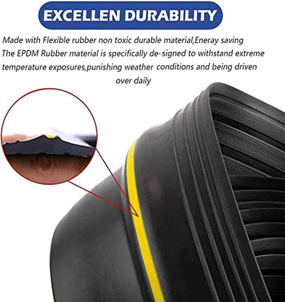 12Ft/3.7M Universal Garage Threshold Seal Strip Garage Door Bottom Weatherproof Strip Rubber DIY Weather Stripping Replacement Not Include Sealant/Adhesive (Black-Yellow Line) - color: Black+Yellow, size: 12 Ft (no adhesives)