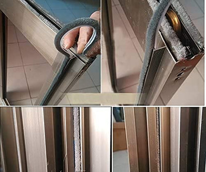 Weather Stripping Door Seal - 5m (16ft) Brush Weather Stripping,Card-Slot Seal Strip Pile Weatherstrip Sweep Brush for Door Window (6mm x 12mm (Backing 0.236 x Brush 0.472 Inch), Gray) - size: 6 mm x 12 mm