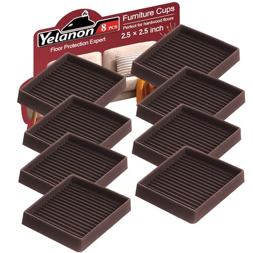 Yelanon 8pcs 2.5" Non Slip Furniture Pads for Hardwood Floors - Anti Skid Grippers Rubber Feet Floor Protectors Stoppers to Prevent Sliding for Bed Couch Wood Furniture (Brown) - color: 8pcs2.5"square Brown