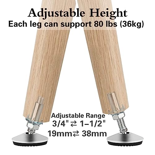 4 Set M10 Swivel Adjustable Leveling Feet, Heavy Duty Height Adjuster Furniture Leveler Foot with T Nut, Screw on Cabinet Table Chair Self Levelers Leg - 2" Base Dia & 2" Bolts Length - Silver - style: Silver Swivel Leg Levelers